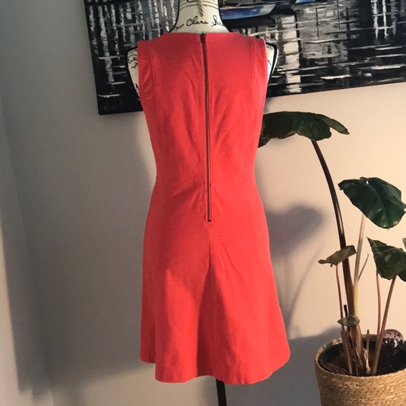 J. Crew Sleeveless salmon color, stretchy, springy, flare dress sz 4 - Picture 6 of 10